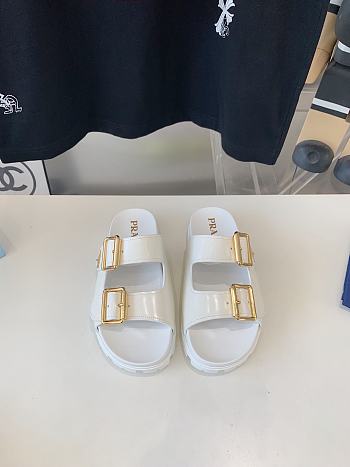 Prada White Leather Mules With Straps