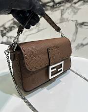 Fendi Baguette Brown Leather Bag - 19.5x4.5x13cm - 2