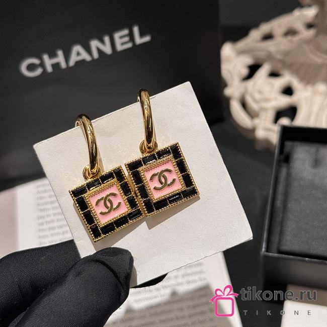 Chanel Pink Square Earrings - 1