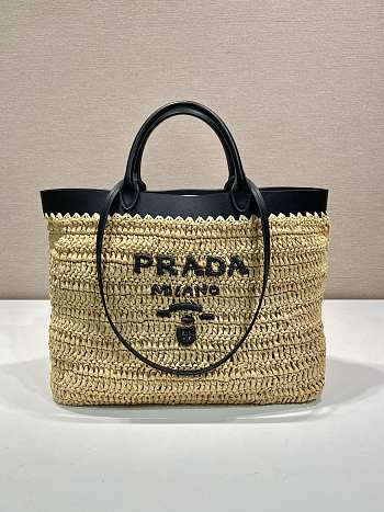 Prada Medium Tote Bag In Tan/ Black - 32x29x16cm