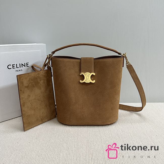 Celine Medium Louise Bag In Suede Calfskin Pecan - 24x25x16cm - 1