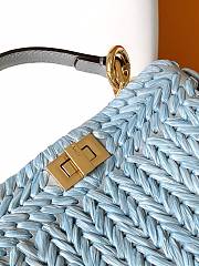 Fendi Blue Raffia Peekaboo ISeeU Mini Bag - 20x11x15.5cm - 2