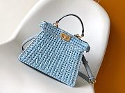 Fendi Blue Raffia Peekaboo ISeeU Medium Bag - 27x11x21cm - 1