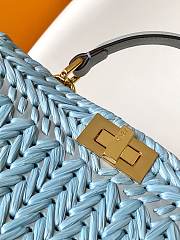 Fendi Blue Raffia Peekaboo ISeeU Medium Bag - 27x11x21cm - 3