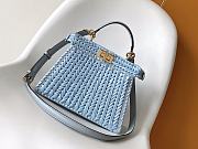 Fendi Blue Raffia Peekaboo ISeeU Medium Bag - 27x11x21cm - 2