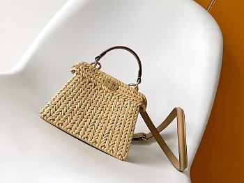 Fendi Natural Raffia Peekaboo ISeeU Mini Bag - 20x11x15.5cm