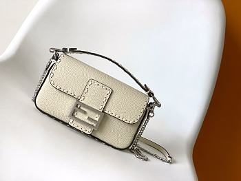 Fendi Baguette Cream Selleria Bag - 19.5x4.5x13cm