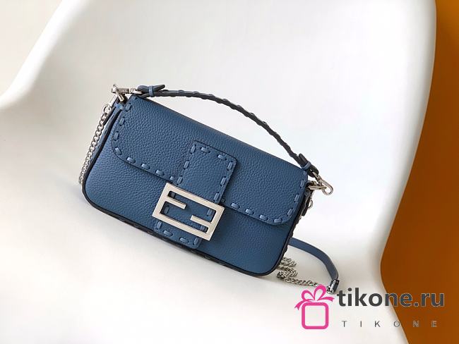 Fendi Baguette Navy Selleria Bag - 19.5x4.5x13cm - 1