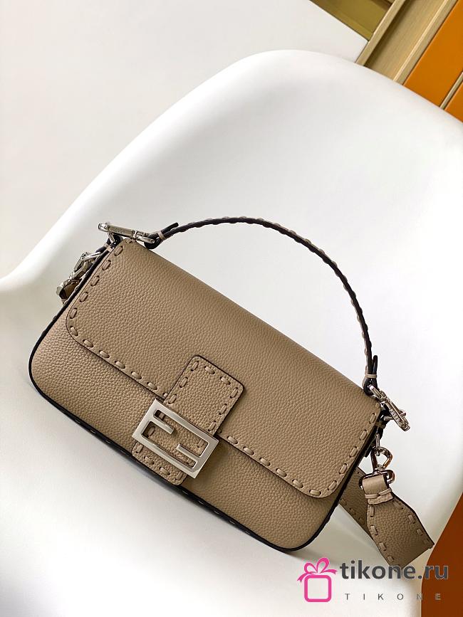 Fendi Baguette Grey Selleria Bag - 27x6x15cm - 1