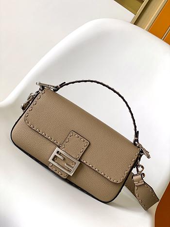 Fendi Baguette Grey Selleria Bag - 27x6x15cm