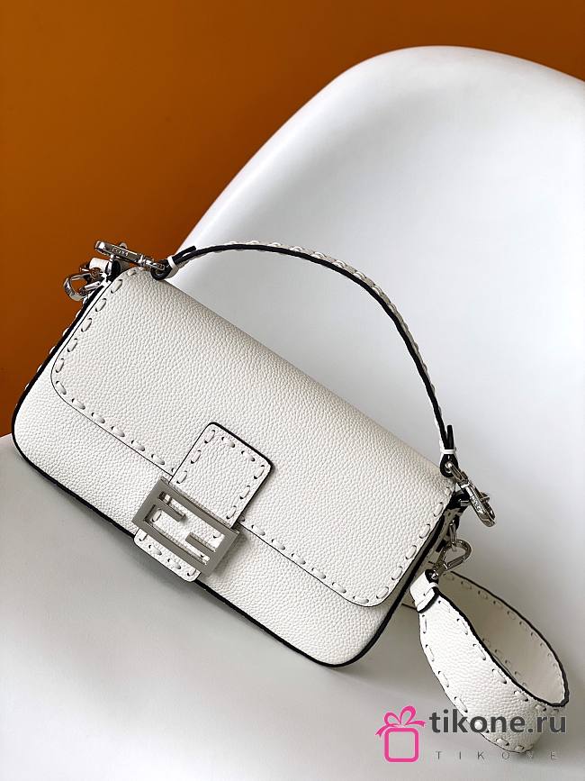 Fendi Baguette White Selleria Bag - 27x6x15cm - 1