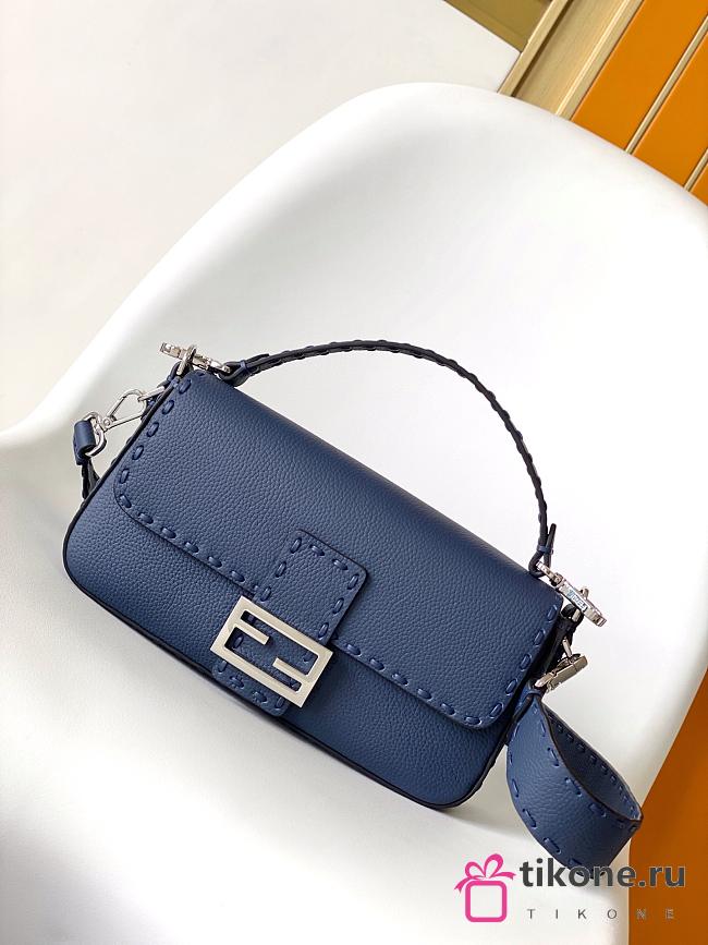 Fendi Baguette Navy Selleria Bag - 27x6x15cm - 1