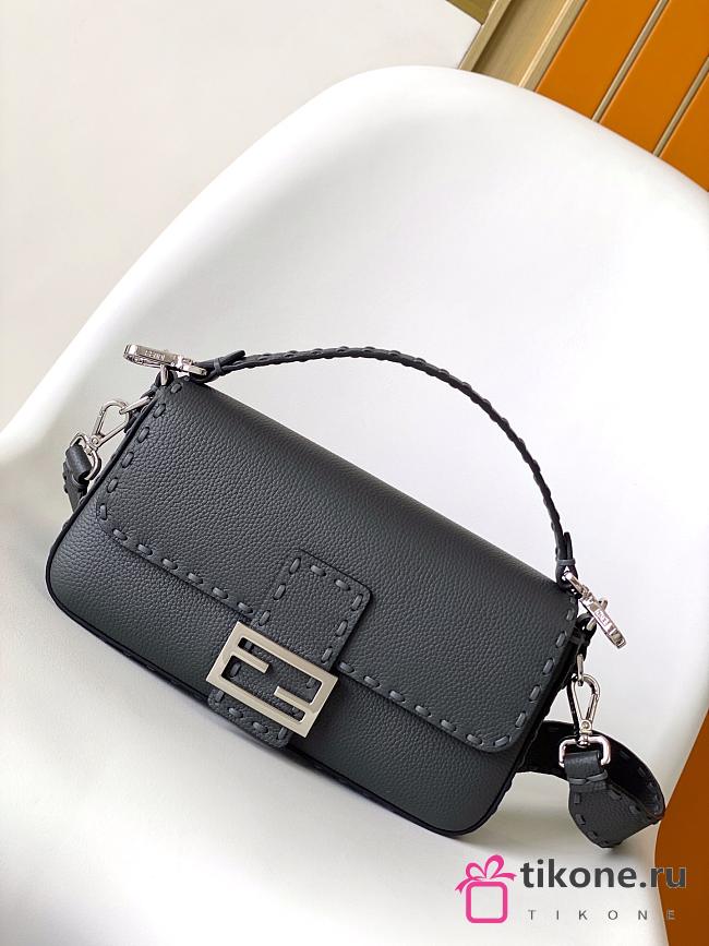 Fendi Baguette Black Selleria Bag - 27x6x15cm - 1