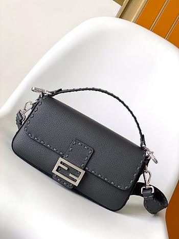 Fendi Baguette Black Selleria Bag - 27x6x15cm