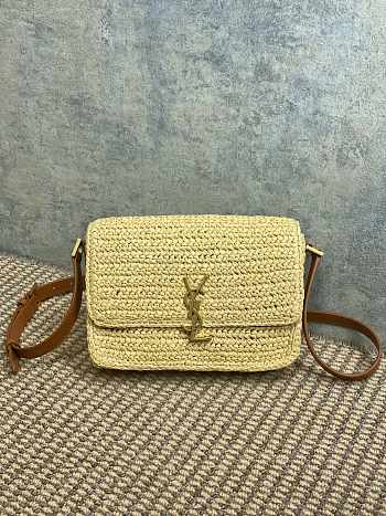 YSL Solferino Medium Raffia Handbag - 23x16x6cm