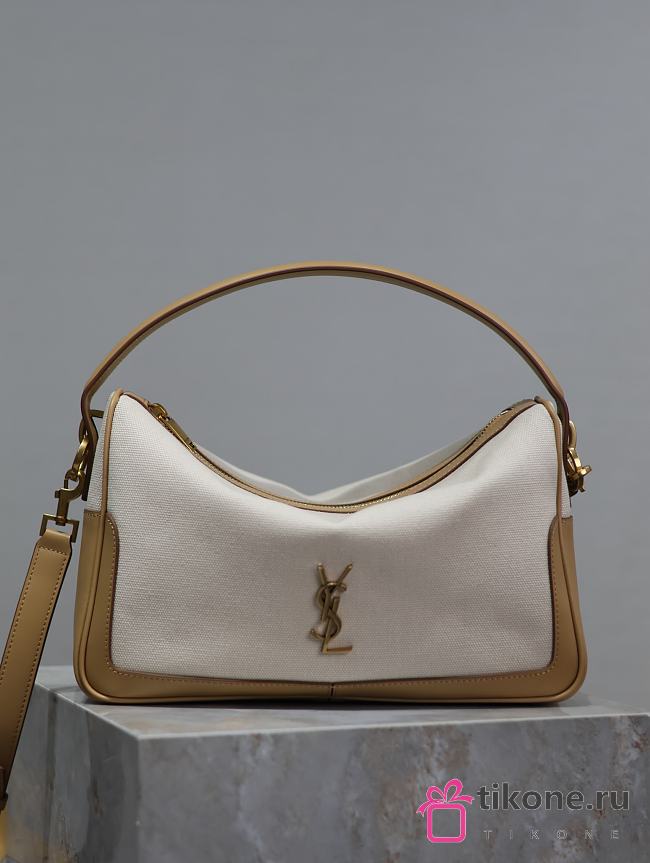 YSL White Canvas Camera Supple Bag - 28×15×9cm - 1