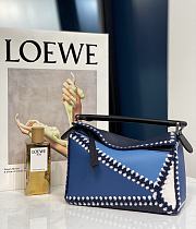 Loewe Puzzle Bag In Blue Leather - 24x10x14cm - 5