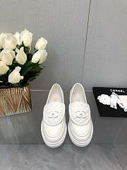 Chanel CC Gold Loafers White - 1