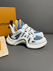 LV White/ Blue Denim Trainer Sneaker - 1