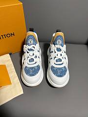 LV White/ Blue Denim Trainer Sneaker - 4