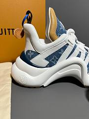 LV White/ Blue Denim Trainer Sneaker - 2