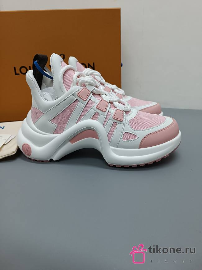 LV White/ Pink Trainer Sneaker - 1