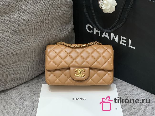 Chanel Mini Classic Caramel Handbag Gold Hardware 20cm - 1