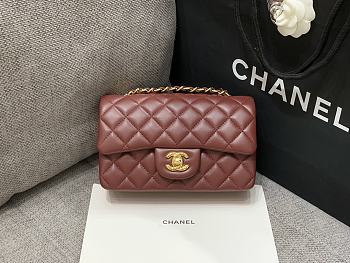 Chanel Mini Classic Brown Handbag Gold Hardware 20cm