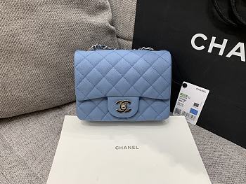 Chanel Mini Classic Blue Caviar Handbag 17cm