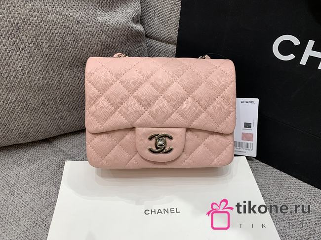 Chanel Mini Classic Pink Caviar Handbag 17cm - 1