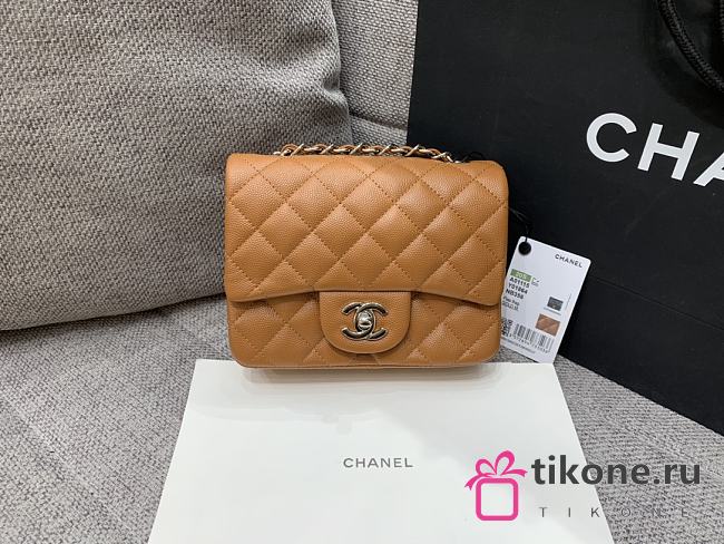 Chanel Mini Classic Caramel Caviar Handbag 17cm - 1