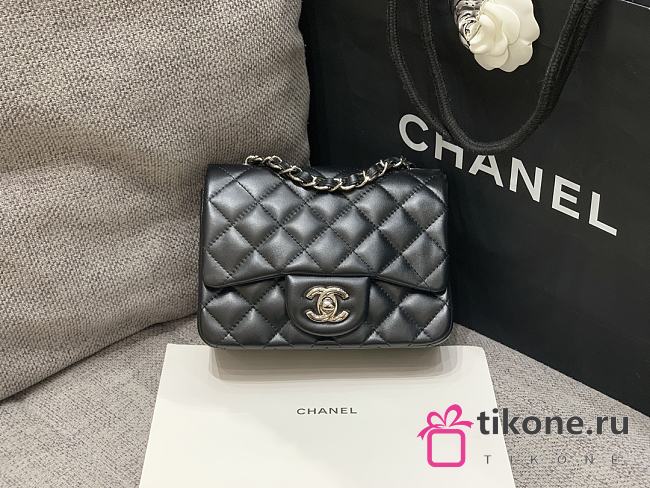 Chanel Mini Classic Black Lambskin Handbag 17cm - 1