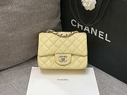 Chanel Mini Classic Light Yellow Caviar Handbag 17cm - 1