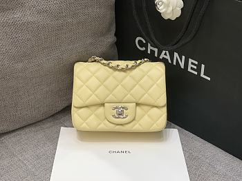 Chanel Mini Classic Light Yellow Caviar Handbag 17cm