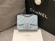 Chanel Mini Classic Light Blue Caviar Handbag 17cm - 1