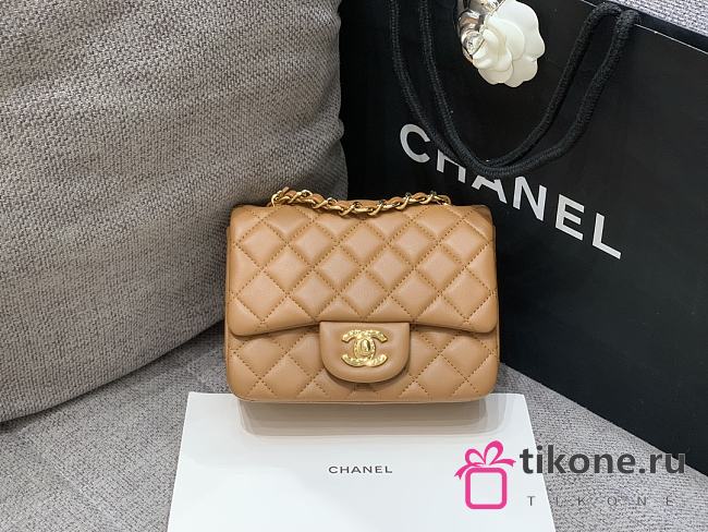 Chanel Mini Classic Caramel Lambskin Caviar Handbag 17cm - 1