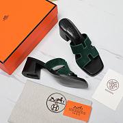 Hermes Oiran Green Velvet Sandals - 2