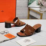 Hermes Oiran Brown Velvet Sandals - 4