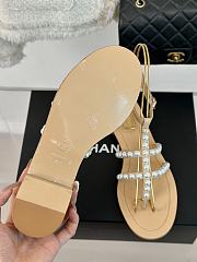 Chanel Sandals Pearl Beige Leather - 5