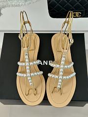 Chanel Sandals Pearl Beige Leather - 4