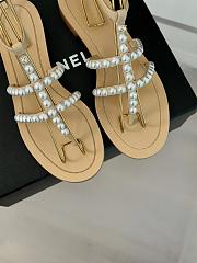 Chanel Sandals Pearl Beige Leather - 3