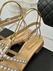 Chanel Sandals Pearl Beige Leather - 2