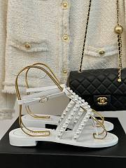 Chanel Sandals Pearl White Leather - 1