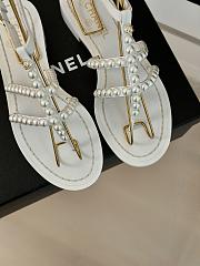 Chanel Sandals Pearl White Leather - 5