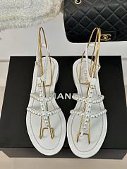 Chanel Sandals Pearl White Leather - 3