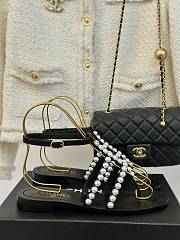 Chanel Sandals Pearl Black Leather - 1