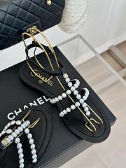 Chanel Sandals Pearl Black Leather - 5