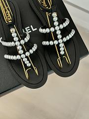 Chanel Sandals Pearl Black Leather - 4