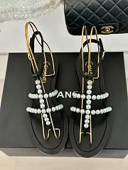 Chanel Sandals Pearl Black Leather - 2