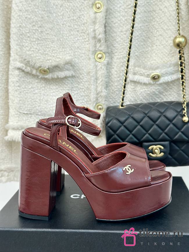 Chanel Burgundy Leather High Heels - 1